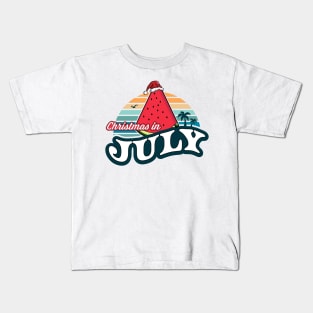 Christmas In July Watermelon Xmas Tree Summer Kids T-Shirt